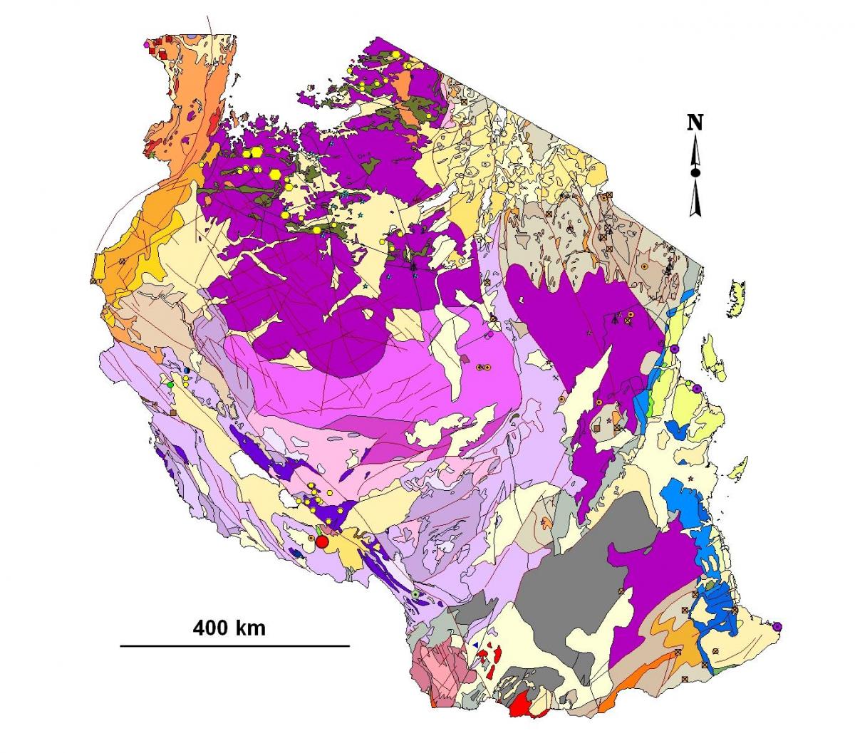 Kaart van tanzanië geologiese