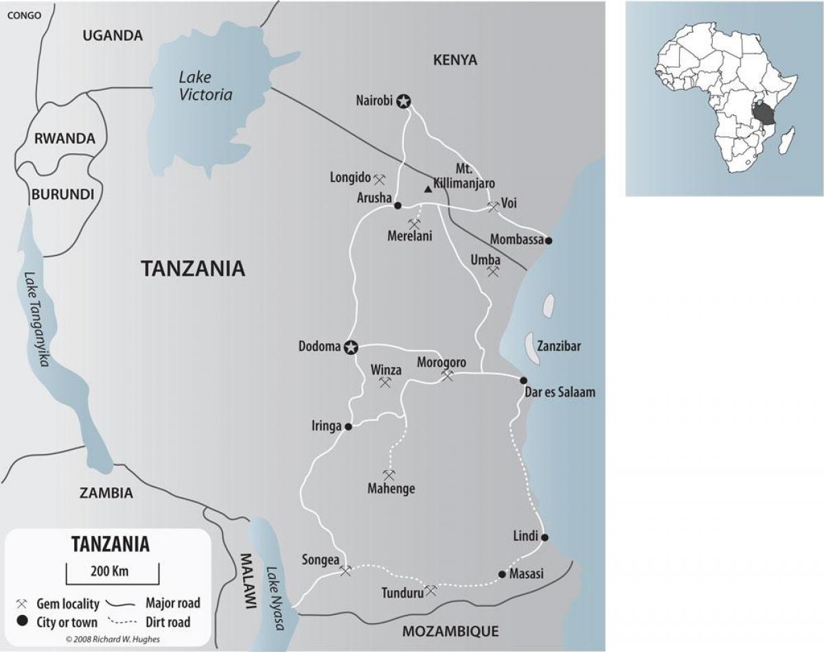 Kaart van tanzanië goud myne