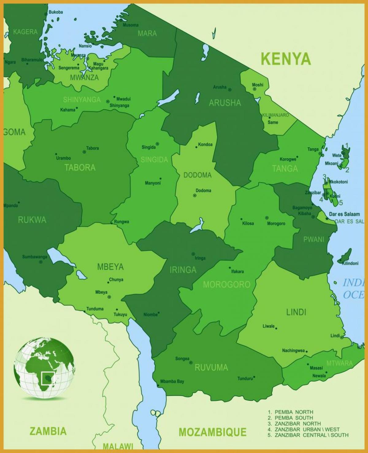 Kaart van tanzanië plantegroei