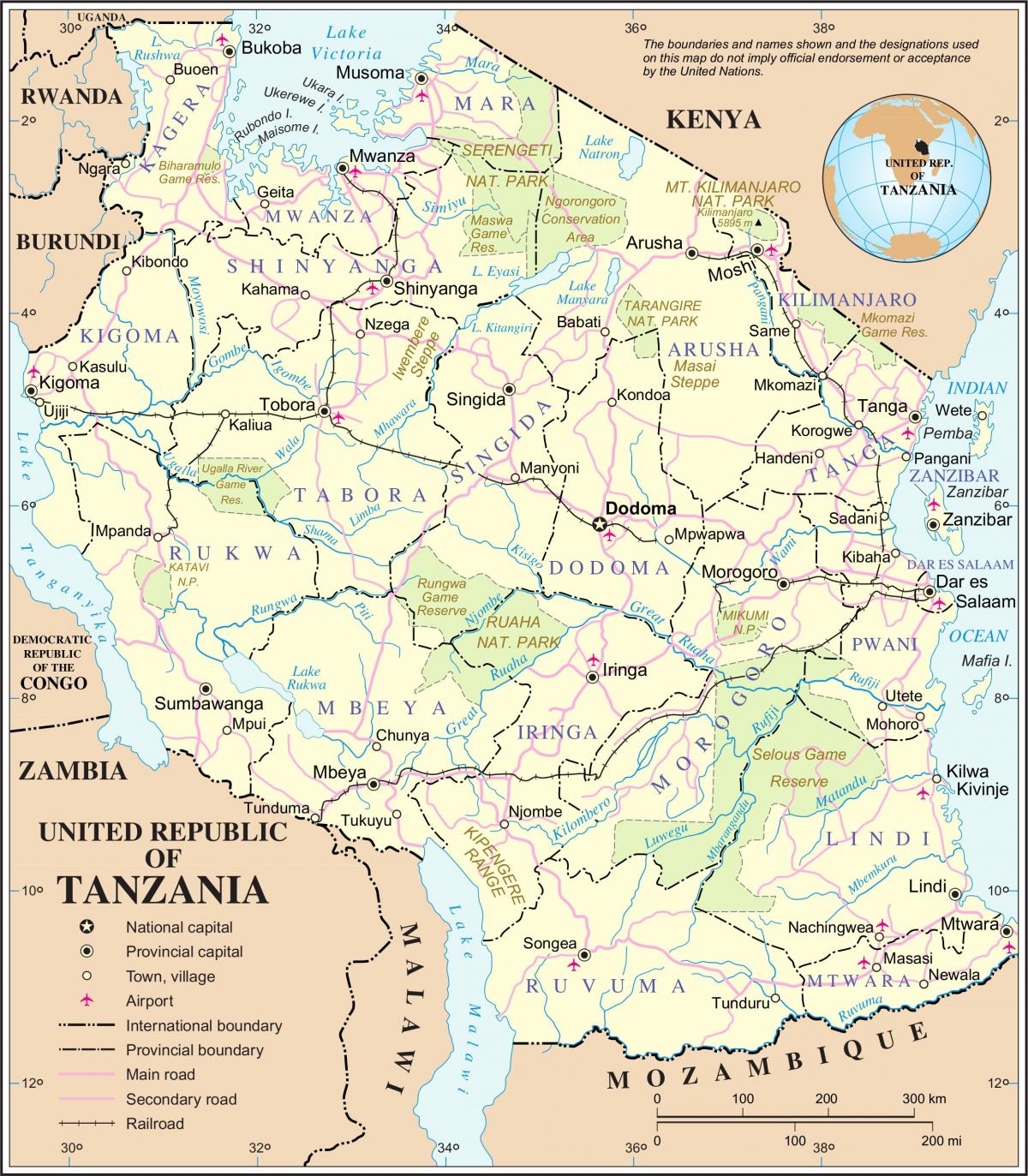 Kaart van tanzanië rivier