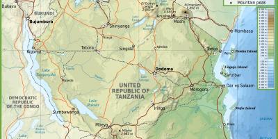 Tanzanië padkaart met kilometer