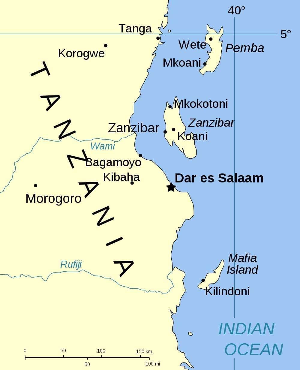 tanzanië eilande kaart
