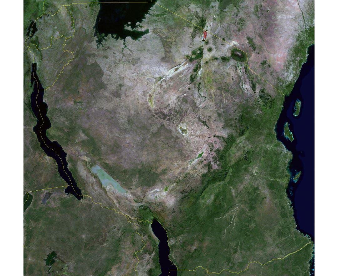 Kaart van satelliet tanzanië