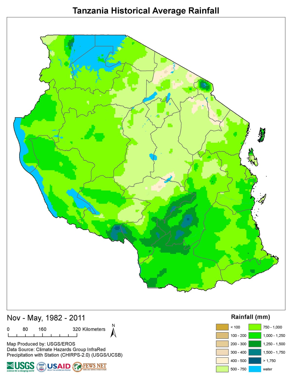 Kaart van tanzanië klimaat