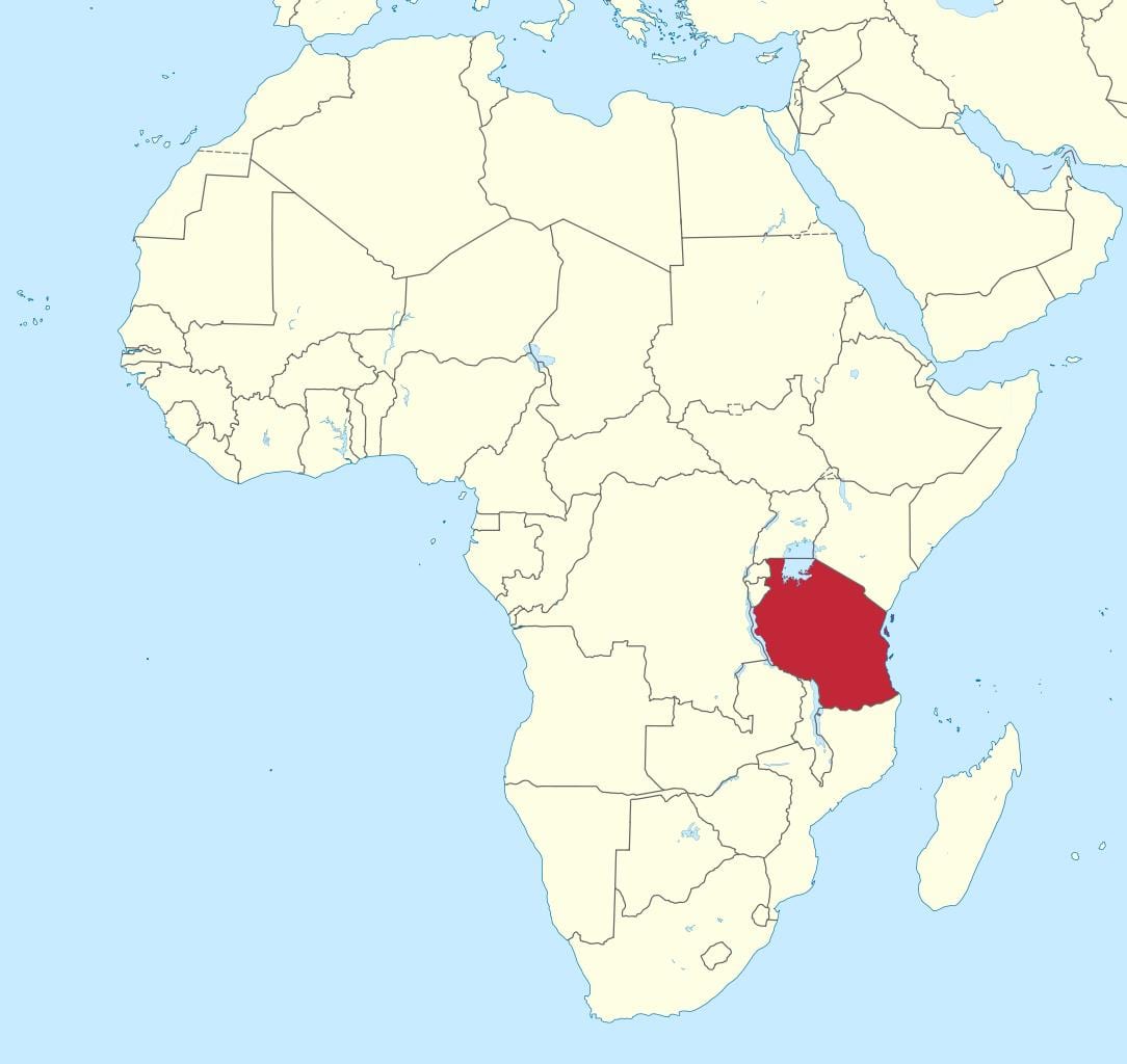 tanzanië op die kaart van afrika