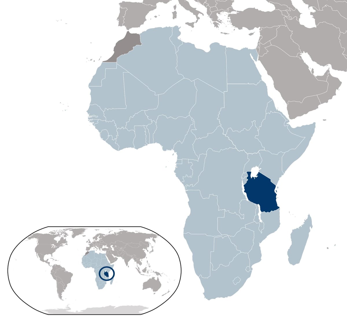 tanzanië kaart van die plek