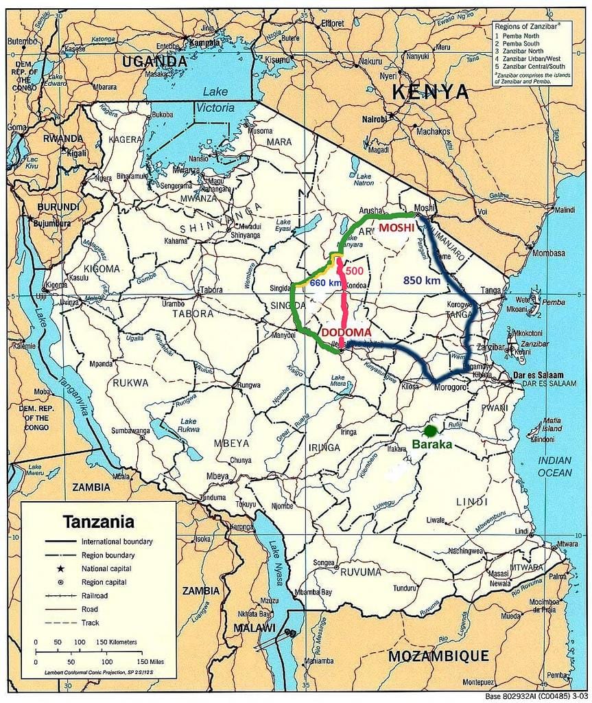 tanzanië pad netwerk kaart
