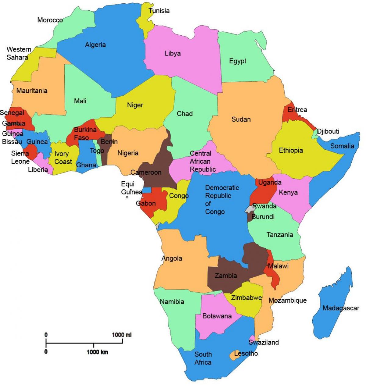 kaart van afrika wat tanzanië
