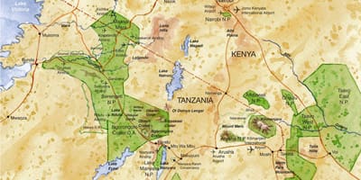 Kaart van die noorde van tanzanië