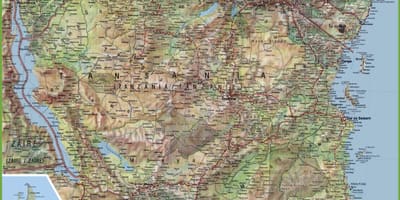 Kaart van gedetailleerde tanzanië
