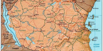 Kaart van tanzanië wat historiese plekke