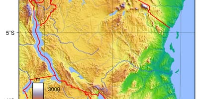 Tanzanië topografiese kaart