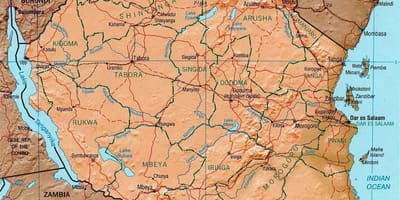 Tanzanië geografiese kaart