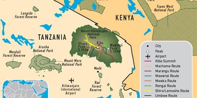 Kaart van tanzanië kilimanjaro
