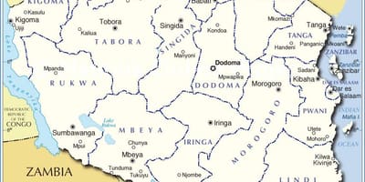 Kaart van tanzanië met distrik