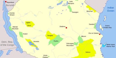 Nasionale parke in tanzanië kaart