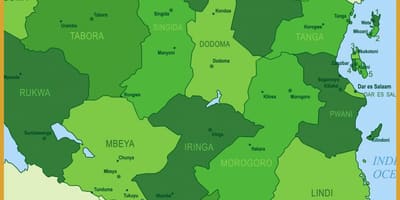 Kaart van tanzanië plantegroei