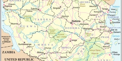 Kaart van tanzanië rivier