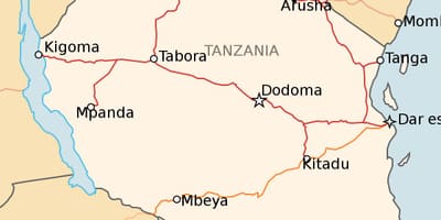 Kaart van tanzanië spoorweg