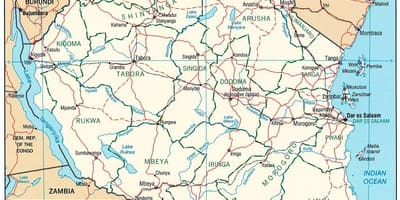 Kaart van tanzanië met stede
